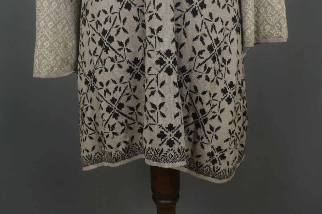 GUDRUN SJODEN Multi Floral 100% Cotton Knitted Square Neck Sweater Dress – Size XL