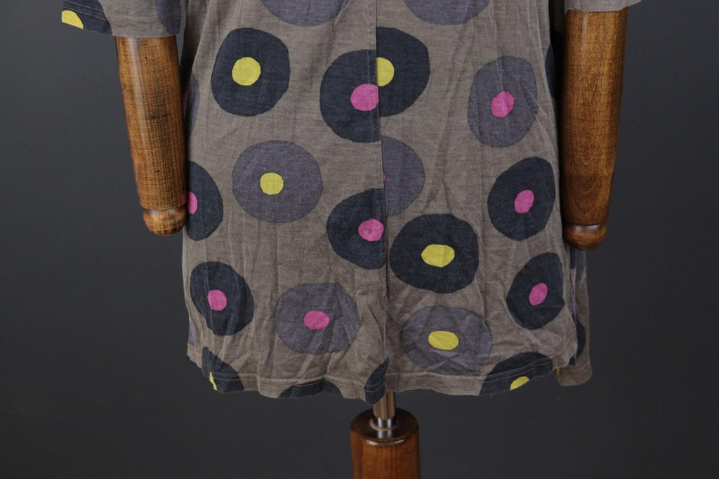 GUDRUN SJODEN Brown Dotted Silk Oversized 3/4 Sleeve Tunic Dress – Size S