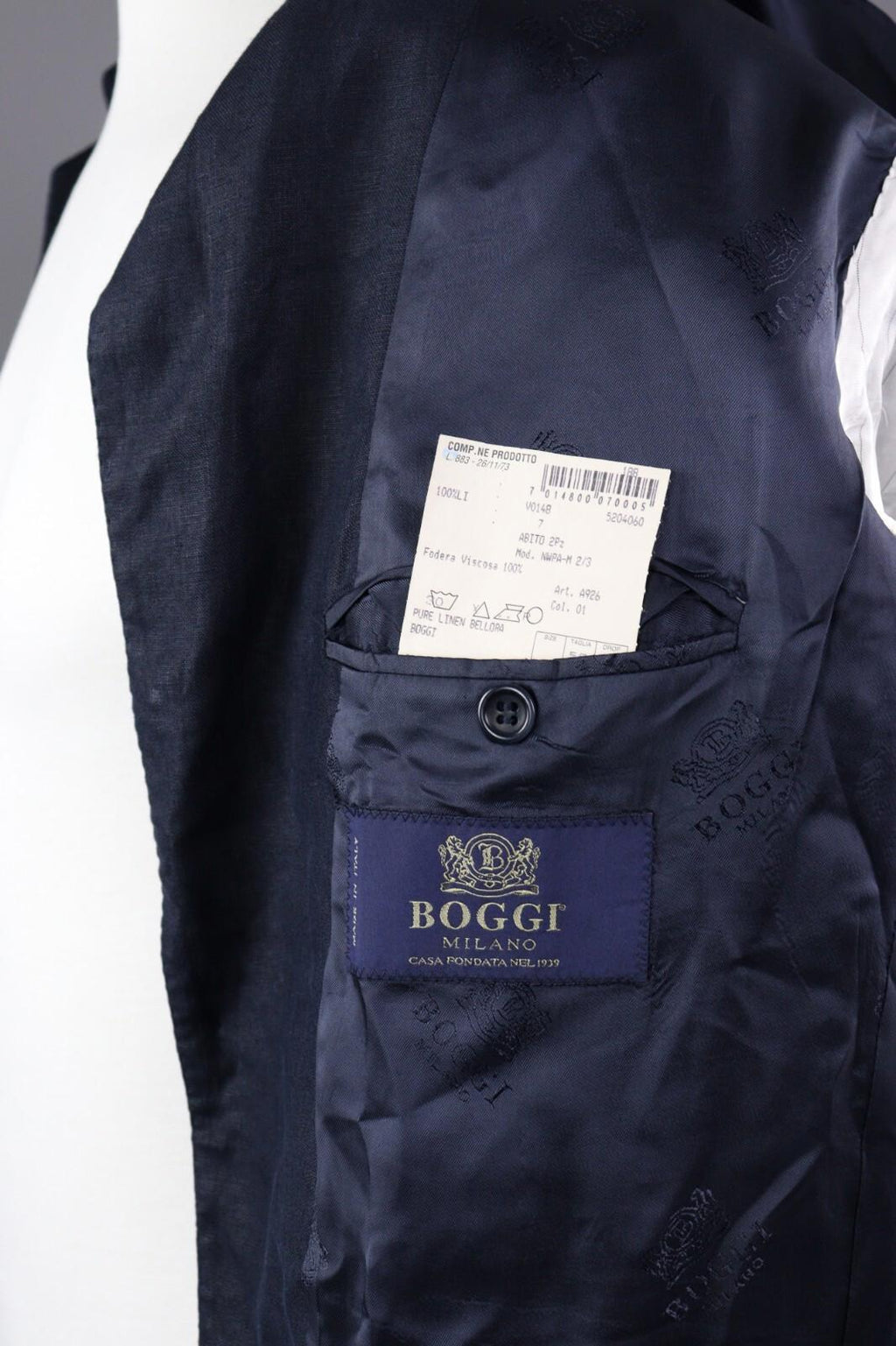 BOGGI MILANO Blue Linen Lighweight 3 Button Blazer Jacket – Size 52