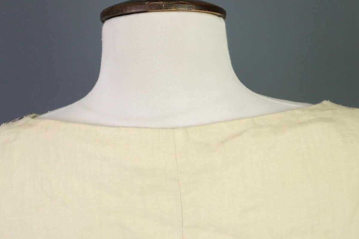 120% LINO Linen 3/4 Sleeve A-Line Lagenlook Blouson Long Dress – Size 48