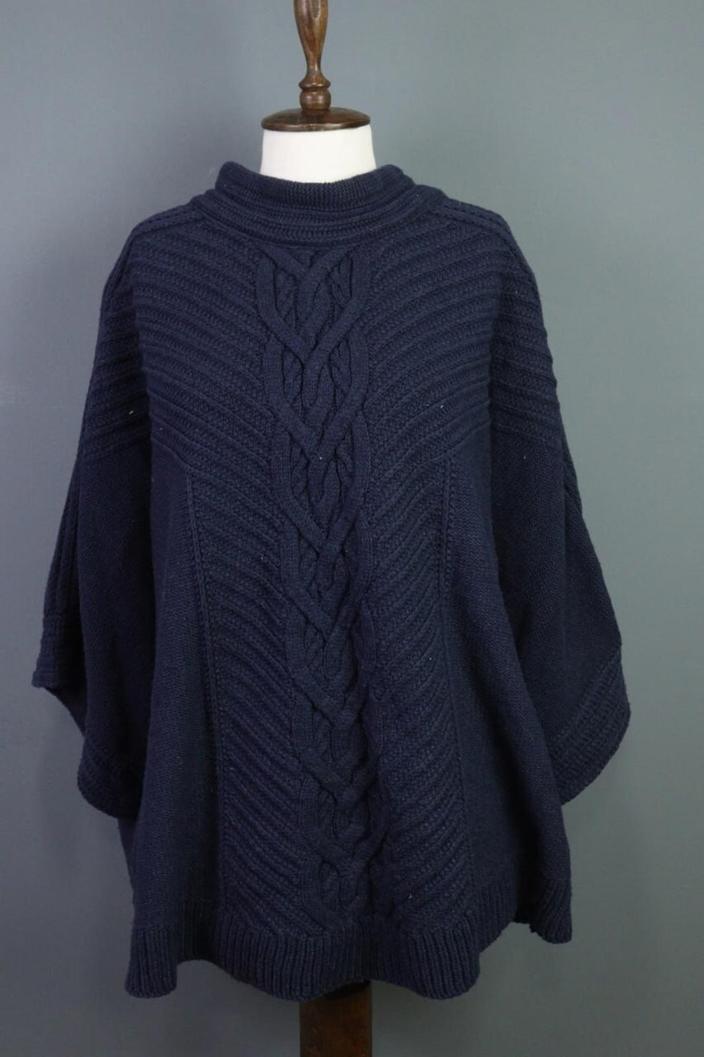 SAINT JAMES Blue Cable Wool Knit Poncho Lagenlook Sweater – Size OS