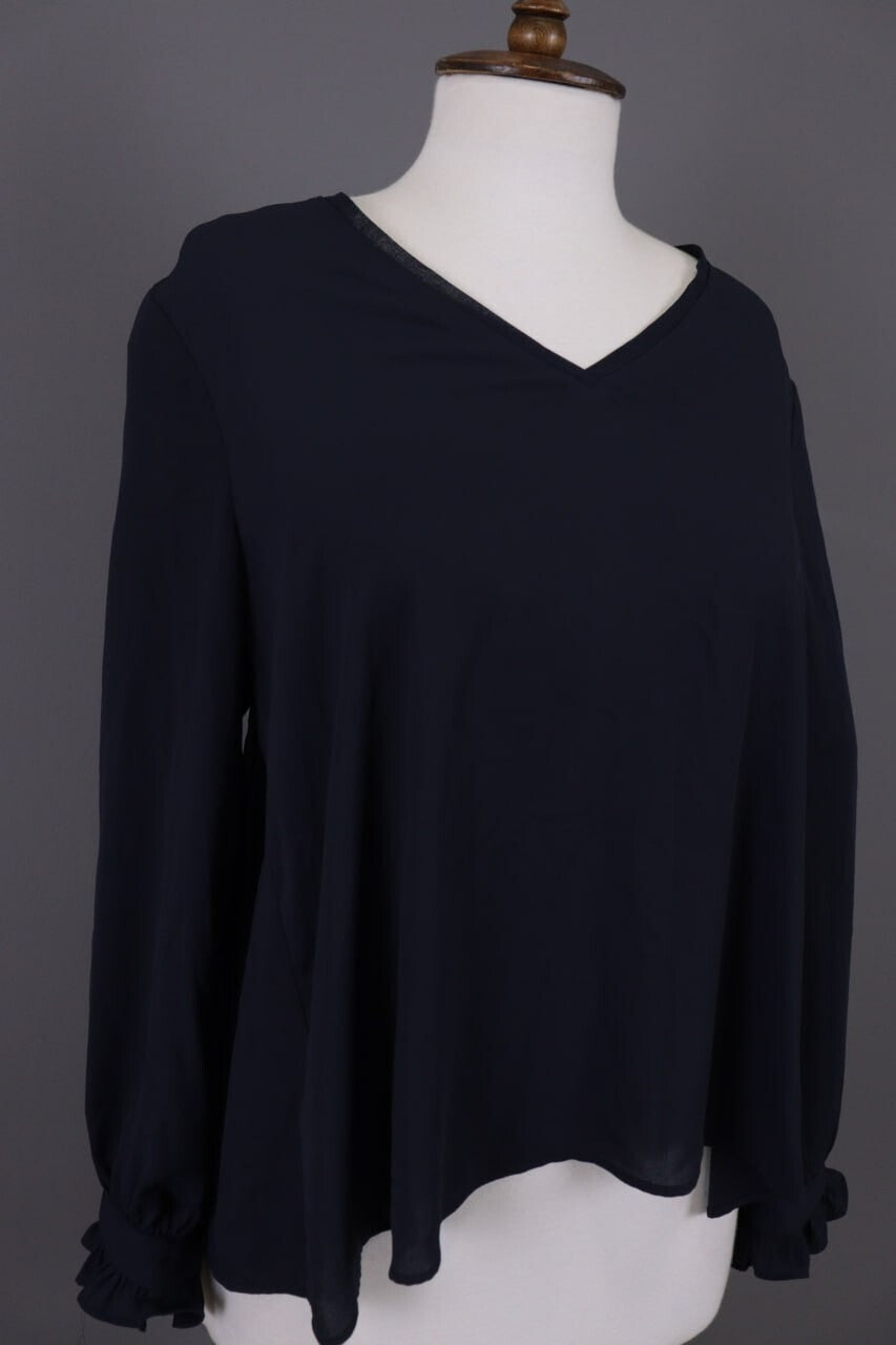 Claudie Pierlot Blue Long Sleeve V-Neck Lagenlook Blouse Shirt – Size 40