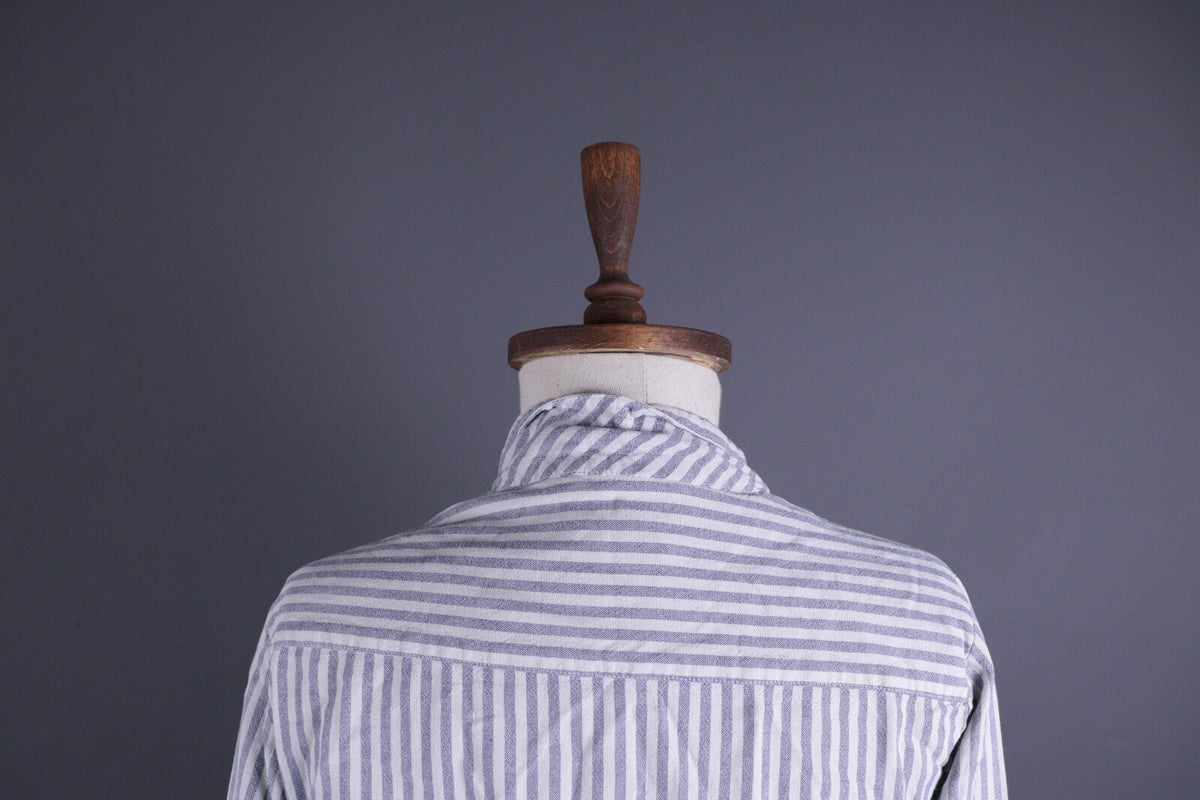 Toast White Linen Stripe Long Sleeve Relaxed Blouson Midi Dress – Size UK12 US8 M