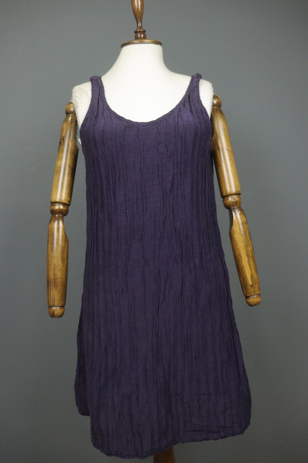 GRIZAS Purple Linen Regular Fit Wide Strap Scoop Neck Pullover Tank Dress – Size S