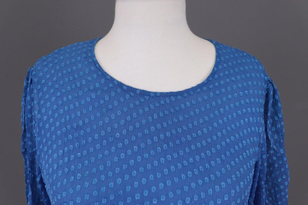 GRIZAS Blue Silk Textured Lagenlook 3/4 Sleeve Blouse Tunic – Size XS