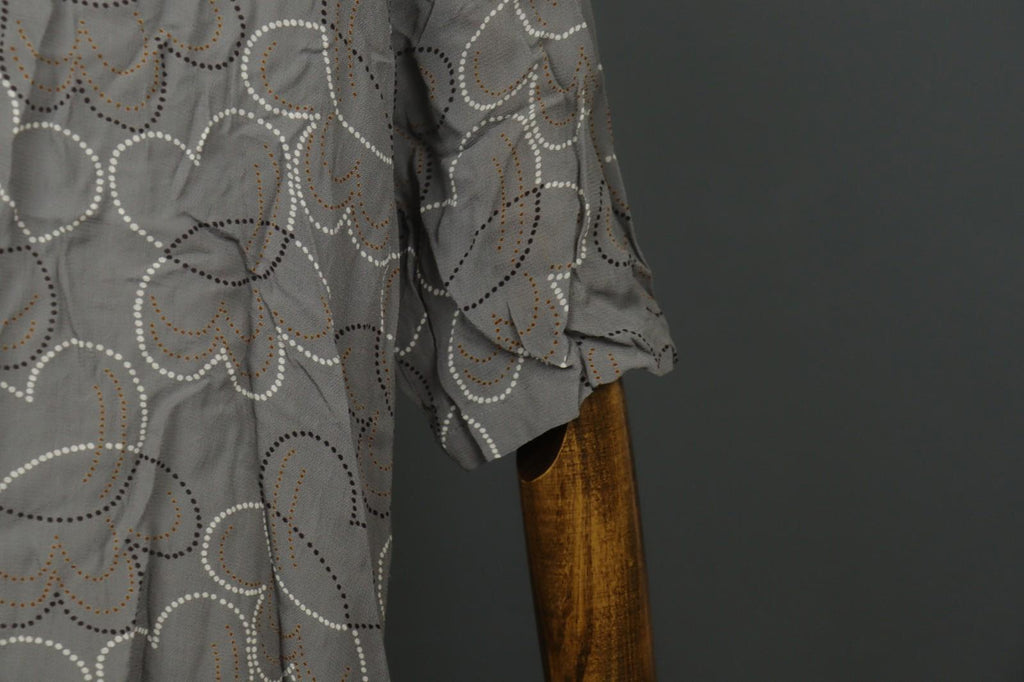 GUDRUN SJÖDEN Gray Floral Cotton Long Sleeve Button Front Tunic Shirt Top – Size L