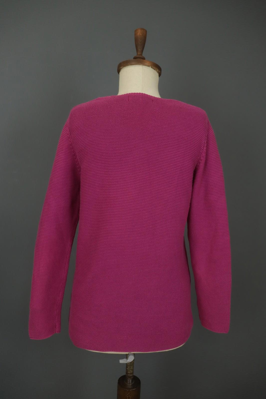 GUDRUN SJODEN Pink Cotton Knitted Round Neck Long Sleeve Cardigan Sweater – Size M