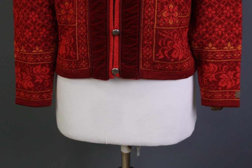 DALE OF NORWAY Red Geometric Wool Knit Button Cardigan Sweater – Size 3
