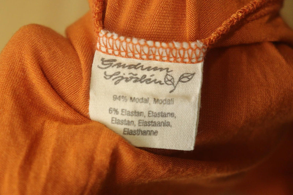 GUDRUN SJODEN Orange Modal Stretch Slim Fit Long Sleeve Pullover Blouse Top Sz M