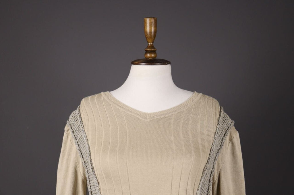 Just Cavalli Ivory Lagenlook Embroidered Knit Long Sleeve Sweater – Size 50