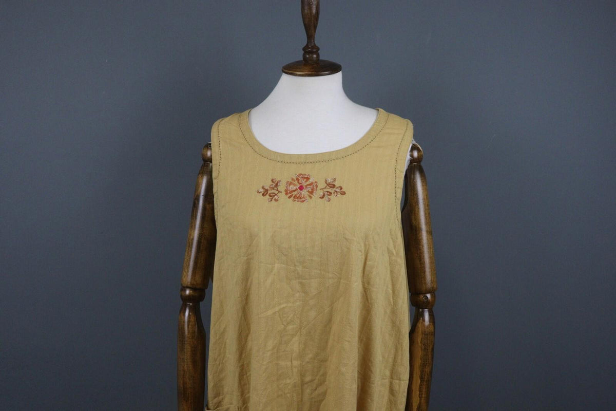 GUDRUN SJODEN Brown Floral Sleeveless A-Line Tunic Dress – Size L