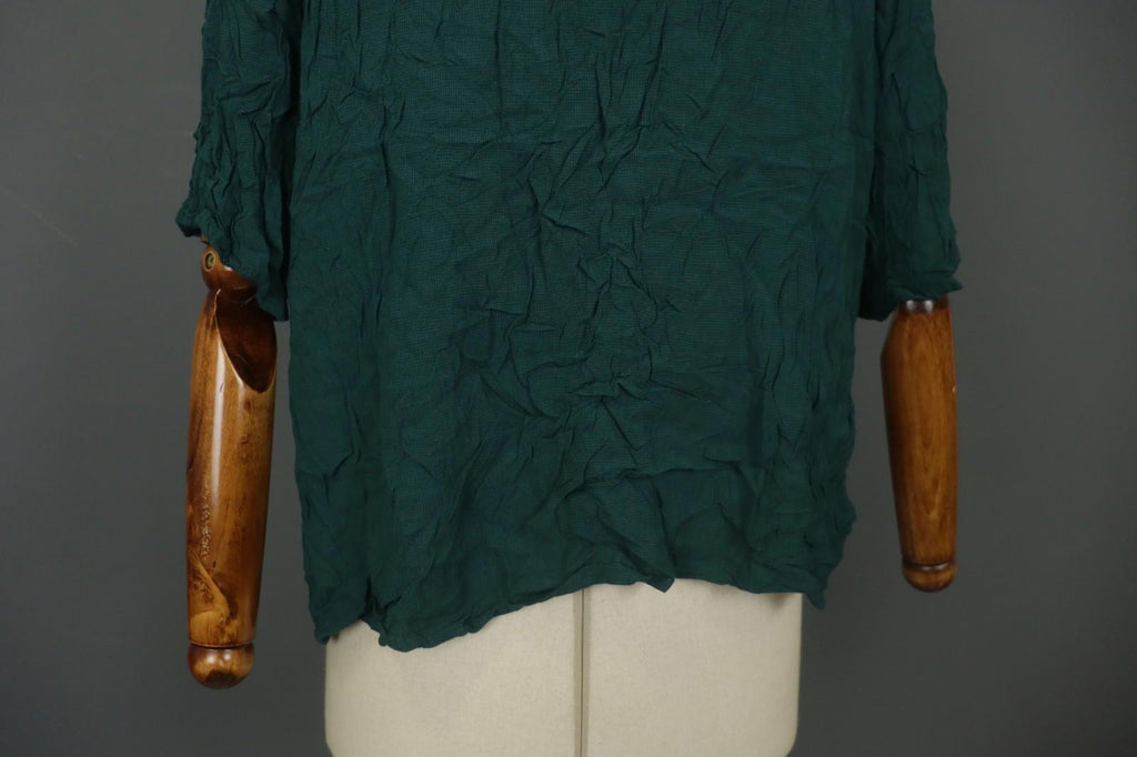 GUDRUN SJODEN Green Viscose Half Sleeve Round Neck Button Front Shirt Top Sz XXL