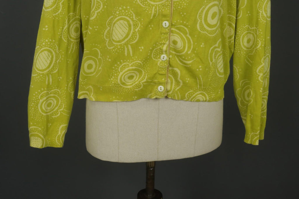 GUDRUN SJODEN Yellow Knit Long Sleeve Round Neck Button Front Cardigan – Size XL