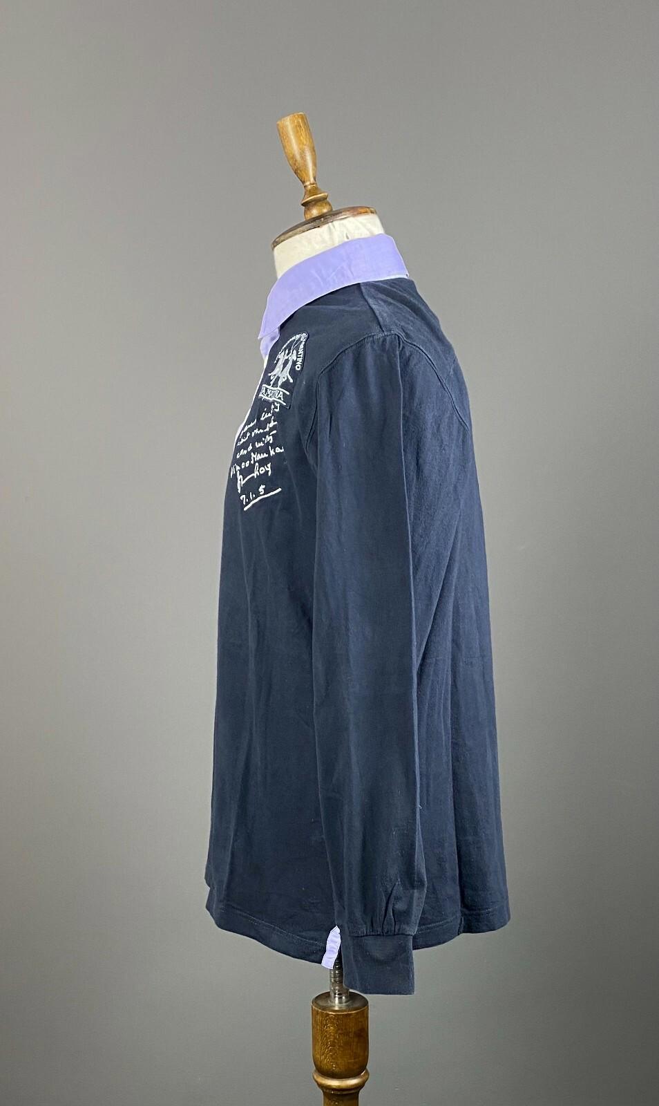 LA MARTINA Navy Blue Cotton Long Sleeve Polo Shirt – Size XL