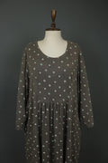 GUDRUN SJODEN Gray Polka Dot Lyocell Long Sleeve Round Neck Shift Dress – Size XL