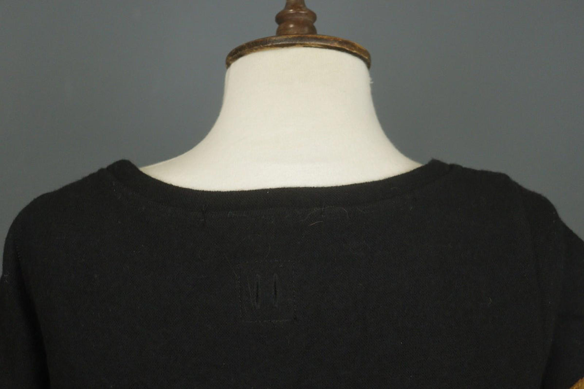 HANNES ROETHER Black 100% Wool Cap Sleeve Crew Neck Pullover Sheath Dress – Size S
