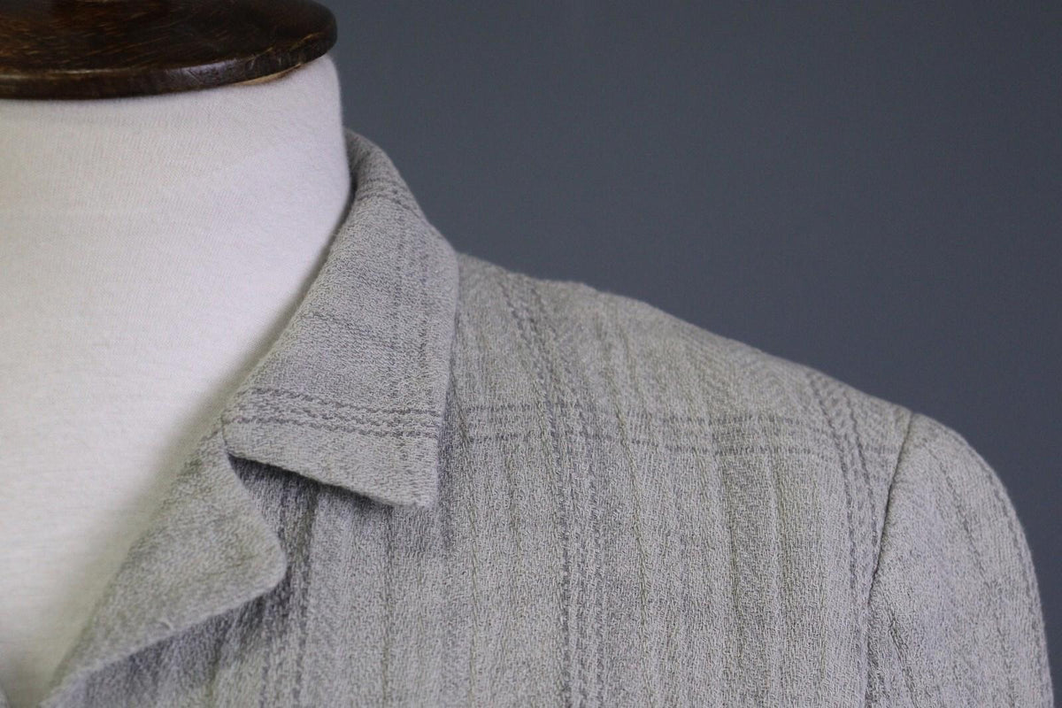 JIL SANDER Gray Plaid 100% Linen Three Button Blazer Jacket – Size 38