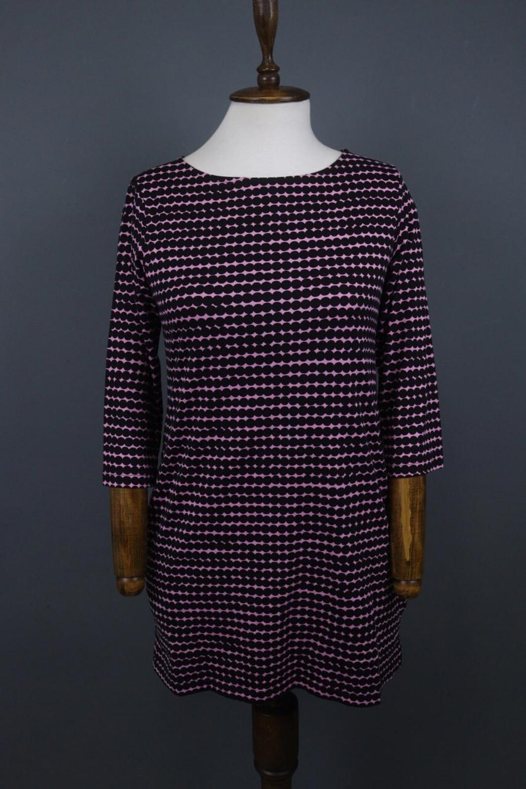 MARIMEKKO ADD PERETTA PIKKU RASYMATTO Purple Polka Dot Cotton Shift Dress Sz XS