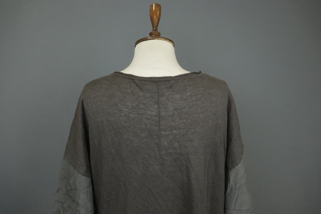 GUDRUN SJODEN Gray Linen Blend Round Neck Asymmetrical Hem Sweater Dress – Size XL