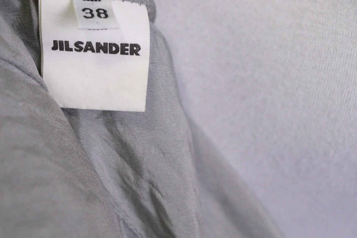 JIL SANDER Gray Plaid 100% Linen Three Button Blazer Jacket – Size 38
