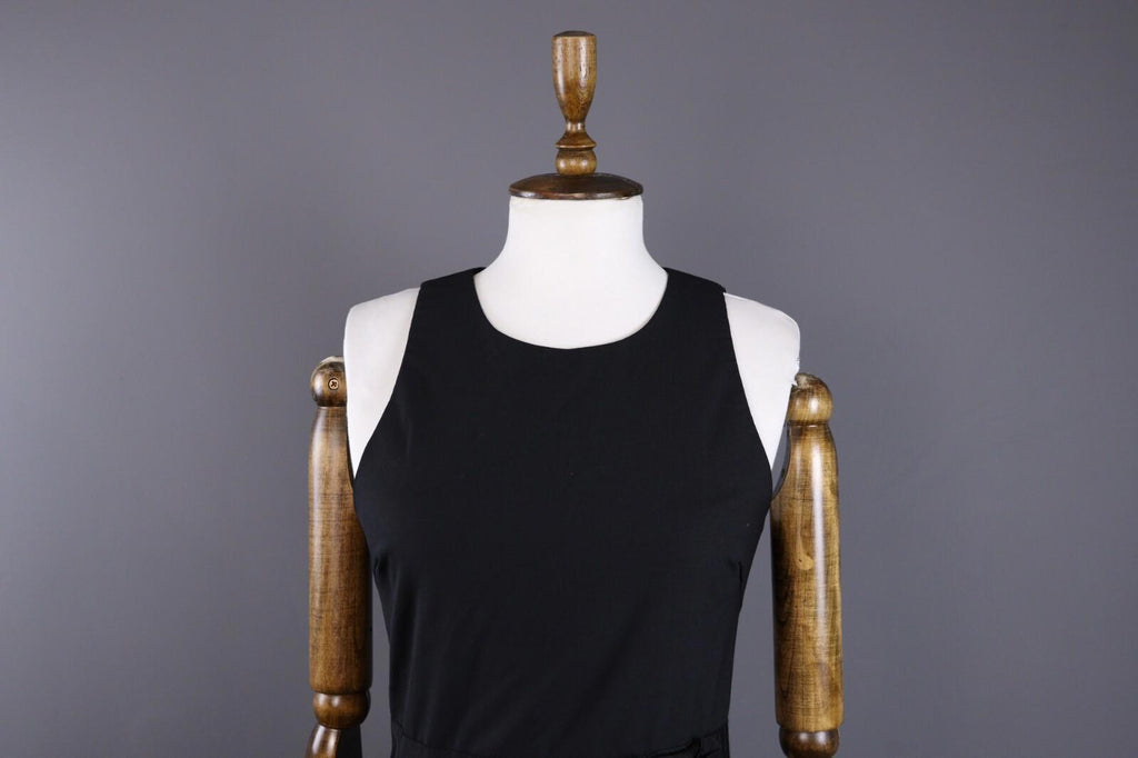 THEORY Black Sleeveless Belted Zip Up A-Line Sheath Midi Dress – Size 6