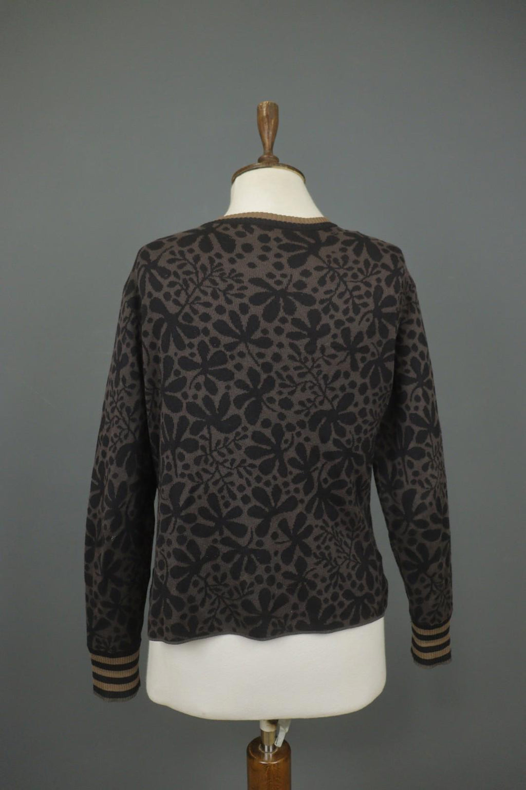 GUDRUN SJODEN Brown Floral 100% Cotton Button-Front Cardigan Sweater – Size S