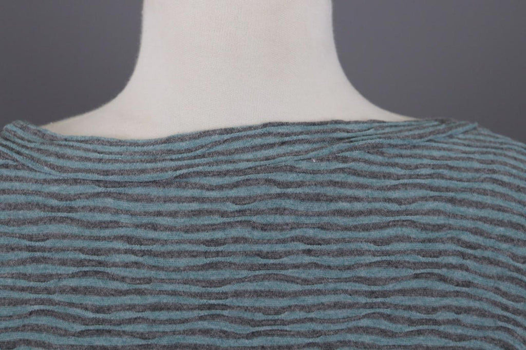 OSKA Green Black Striped Viscose Round Neck Asymmetrical Hem Blouse Top – Size 2
