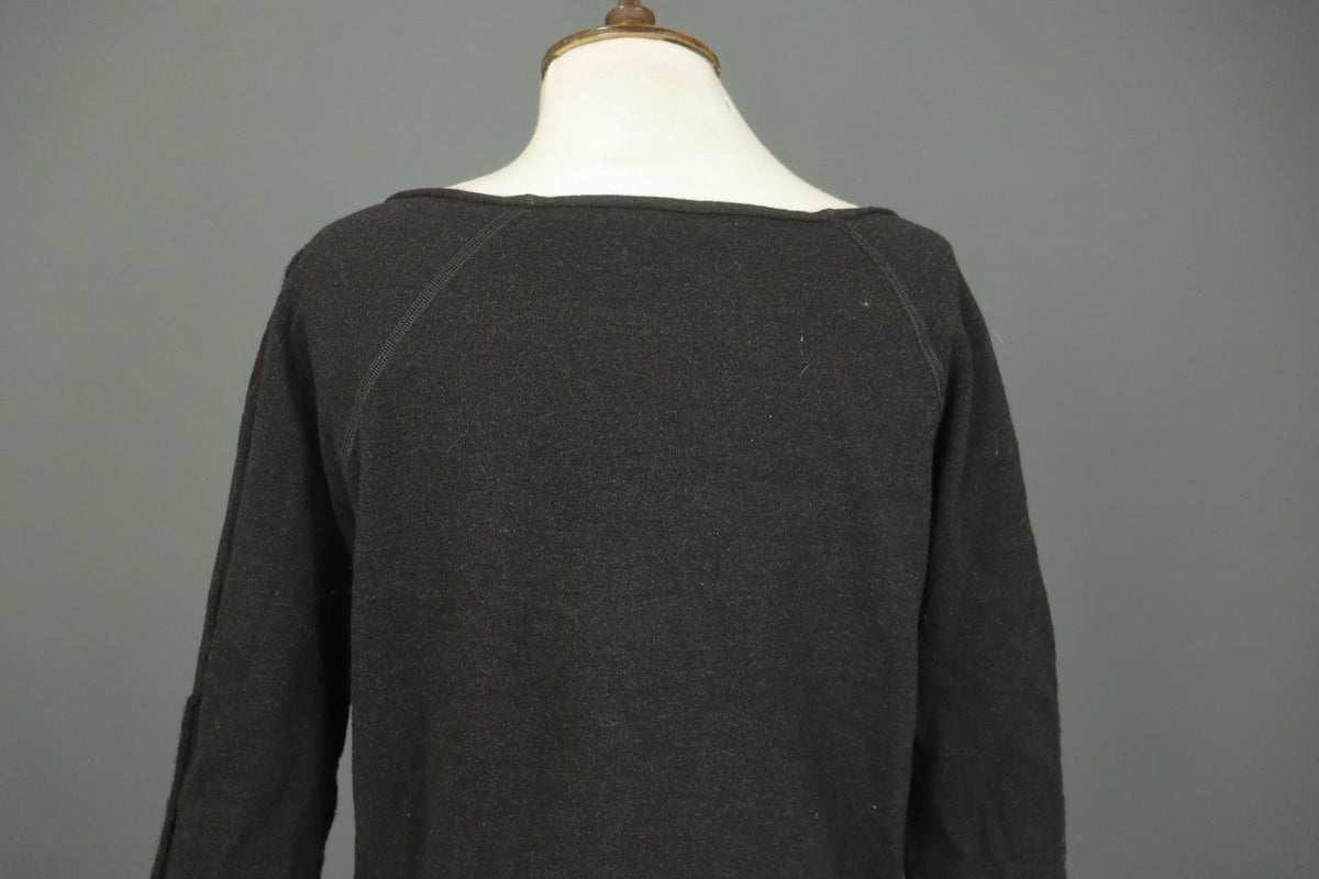 ANNETTE GORTZ Black Wool Long Sleeve Boat Neck Casual Pullover Blouse Top – Size M
