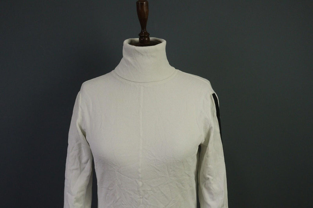 SARAH PACINI White Long Sleeve High Neck Top Blouse Shirt – Size M
