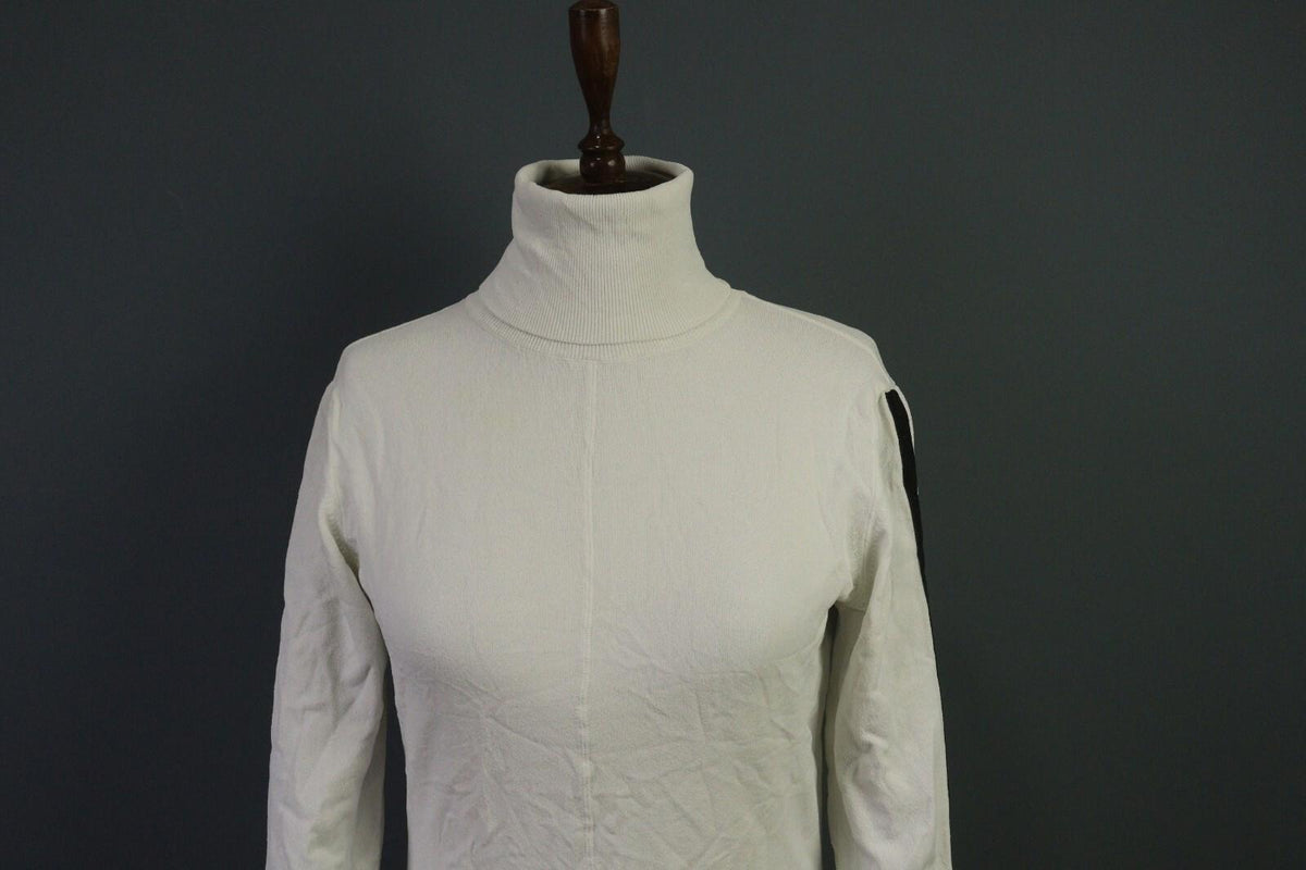 SARAH PACINI White Long Sleeve High Neck Top Blouse Shirt – Size M