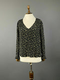 BA&SH Viscose Top in Bleu Nuit Long Sleeve Blouse – Women's 0