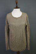GUDRUN SJODEN Brown Linen Knit Crew Neck Raglan Sleeve Pullover Sweater – Size S