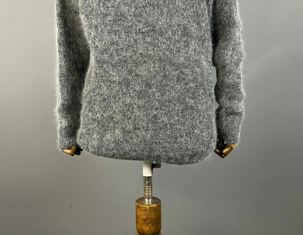 Ganni Grey V-Neck Mohair Wool Sweater – Women's XS