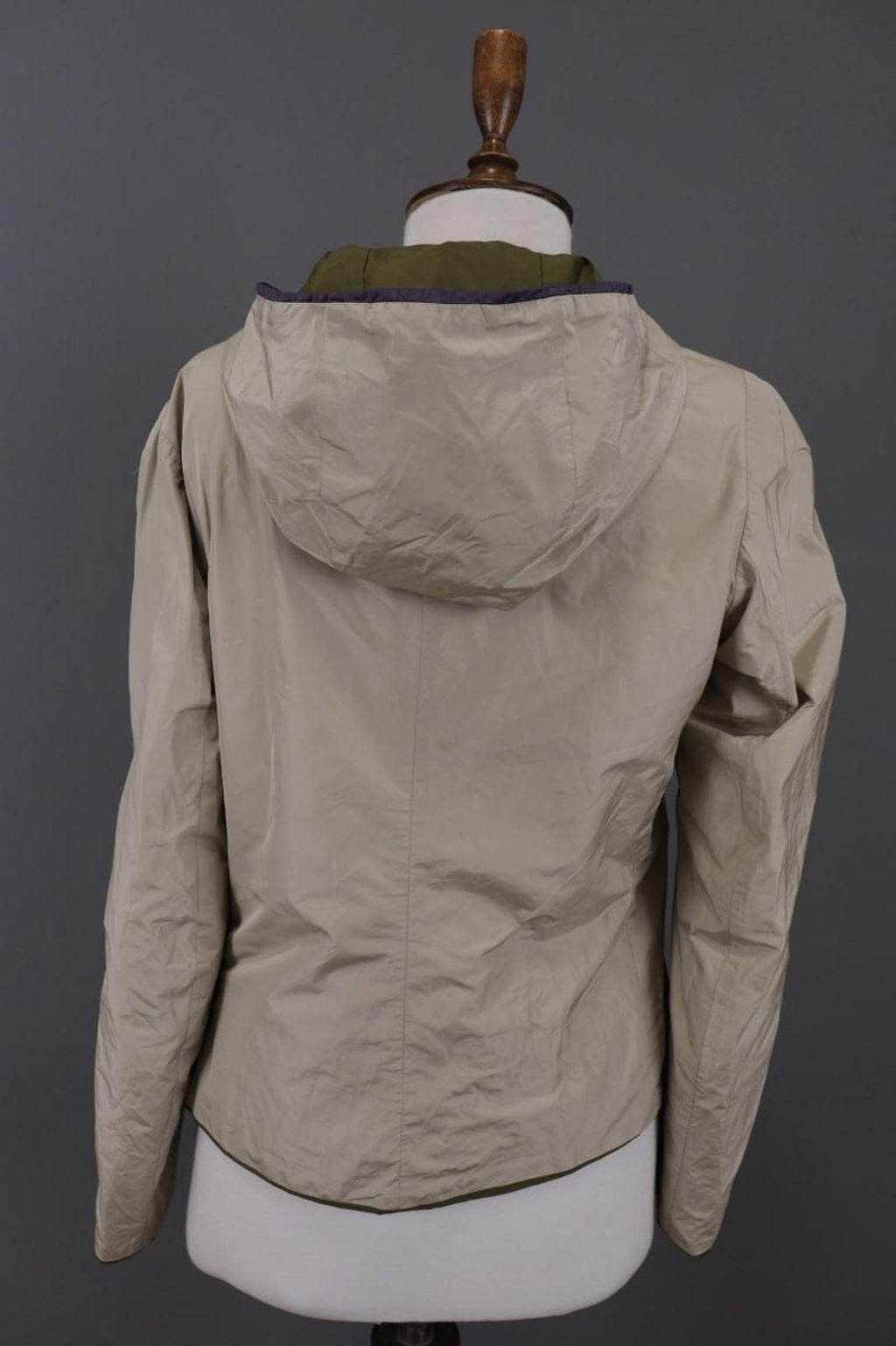 Max Mara Jacket Cream Green Reversible Zipped Pocket Hooded Full Zip – Size 10