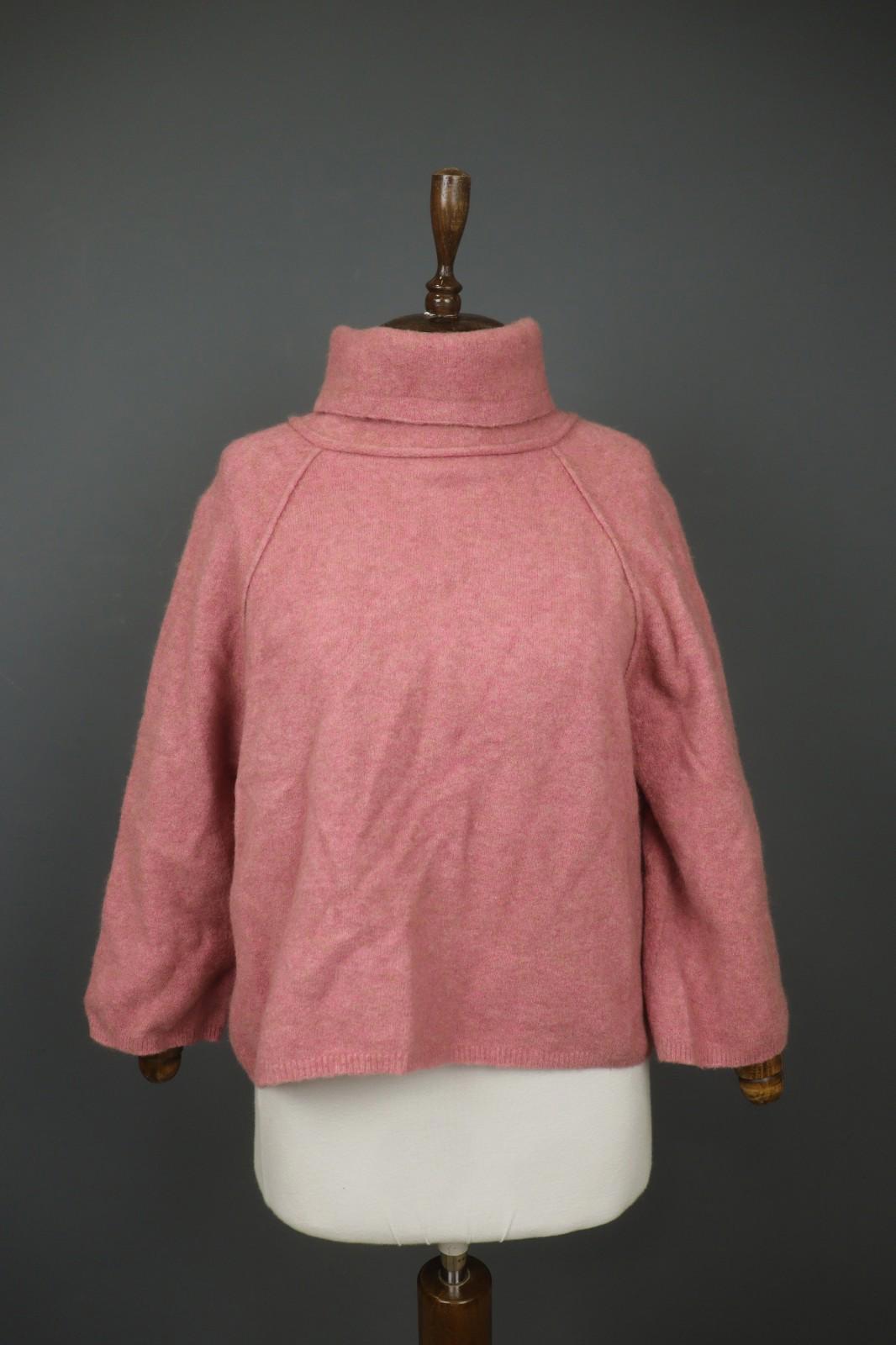 HIGH Pink Wool Tight Knitted Long Sleeve Turtle Neck Pullover Sweater – Size M