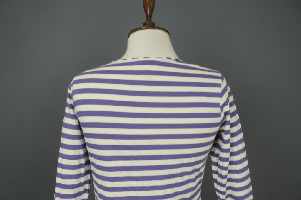 GUDRUN SJODEN Purple White Striped Cotton Crew Neck Pullover Shirt Top – Size XS