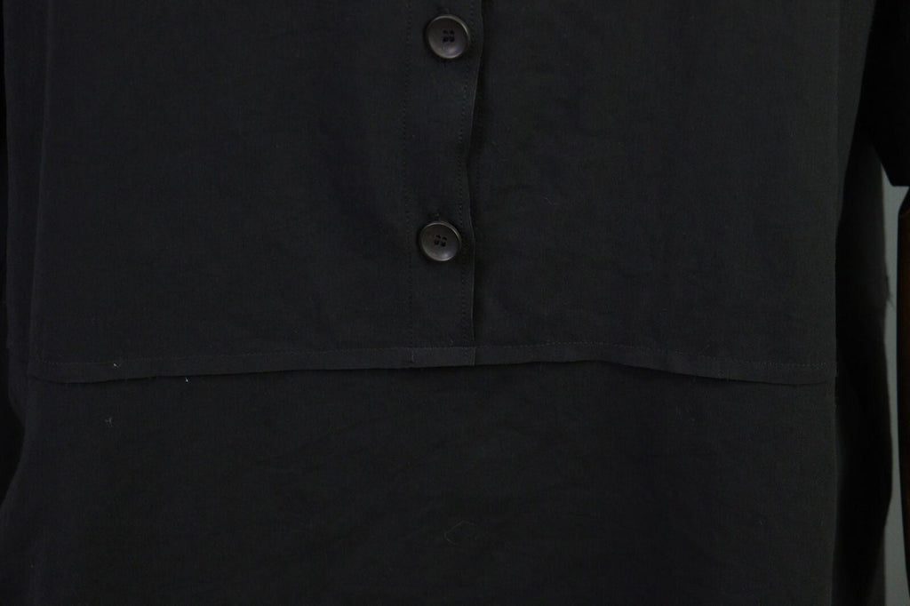 OSKA Black Short Sleeve Button Scoop Neck A-Line Blouson Dress – Size 3