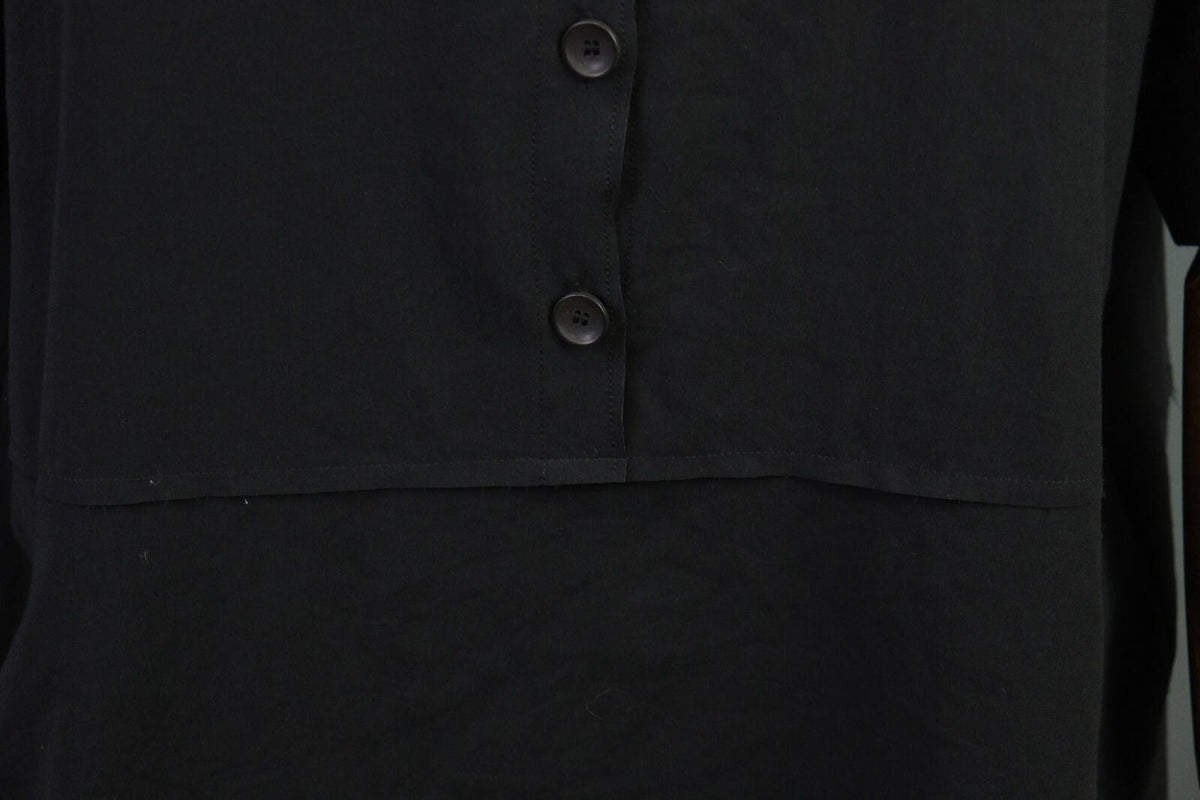 OSKA Black Short Sleeve Button Scoop Neck A-Line Blouson Dress – Size 3