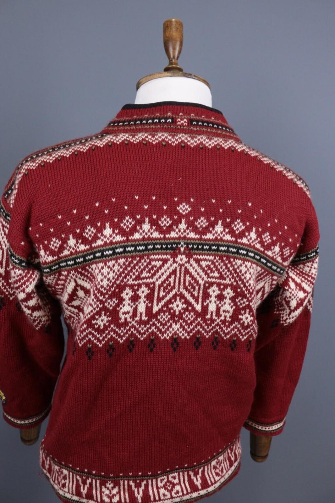DALE OF NORWAY Sport Red Fair Isle 1/4 Zip Insulated Knit Ski Sweater Sz XS