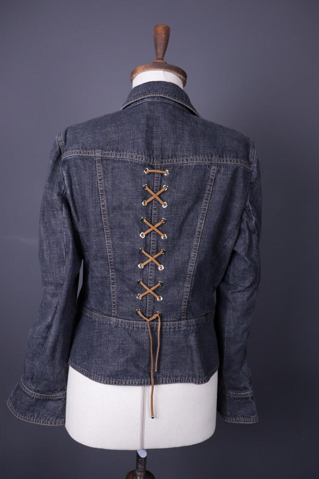 ESCADA Blue Denim Drawstring Lightweight Blazer Jacket – Size M