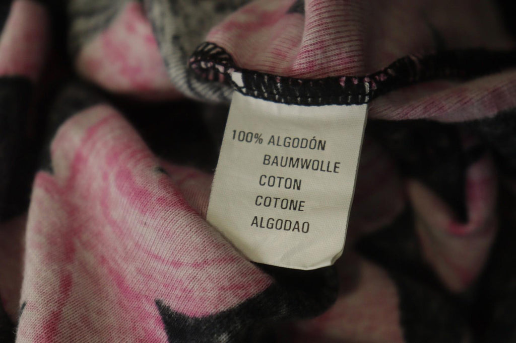 CUSTO BARCELONA Multi Floral Cotton Long Sleeve Round Neck Crop Blouse Top Sz M
