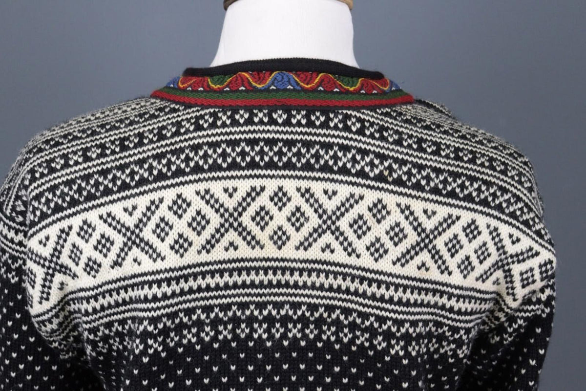 DALE OF NORWAY Black Fair Isle Wool Ski Sweater – Size S