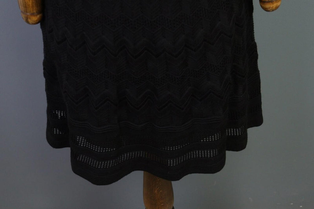 MISSONI Black Long Sleeve V-Neck A-Line Bodycon Dress – Size 44
