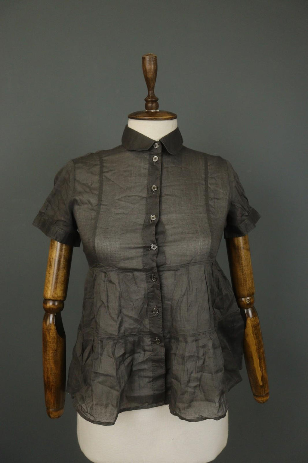 BURBERRY LONDON Brown Slim Fit Short Sleeve Collared Button-Up Shirt Top – Size 38