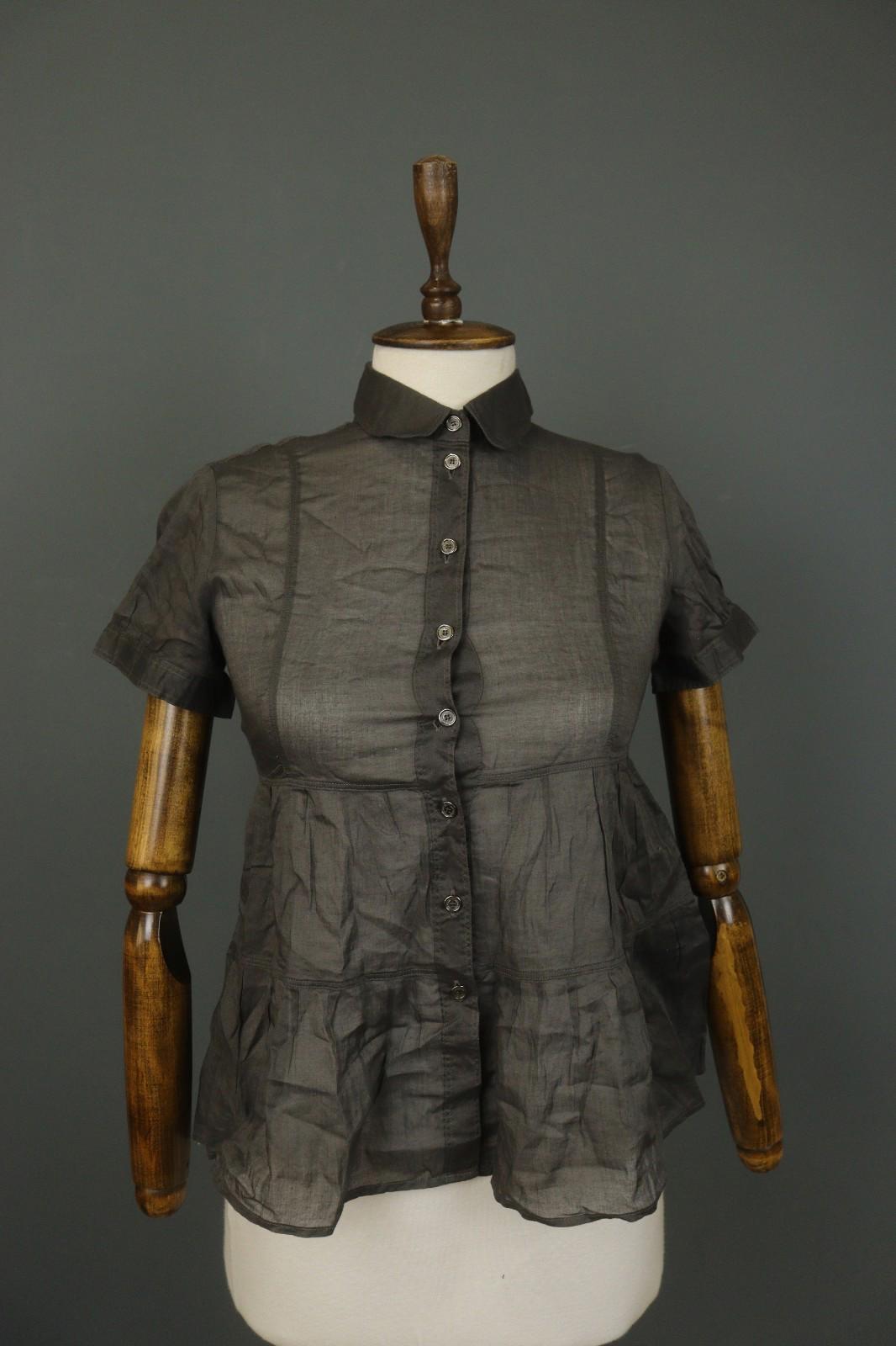 BURBERRY LONDON Brown Slim Fit Short Sleeve Collared Button-Up Shirt Top – Size 38