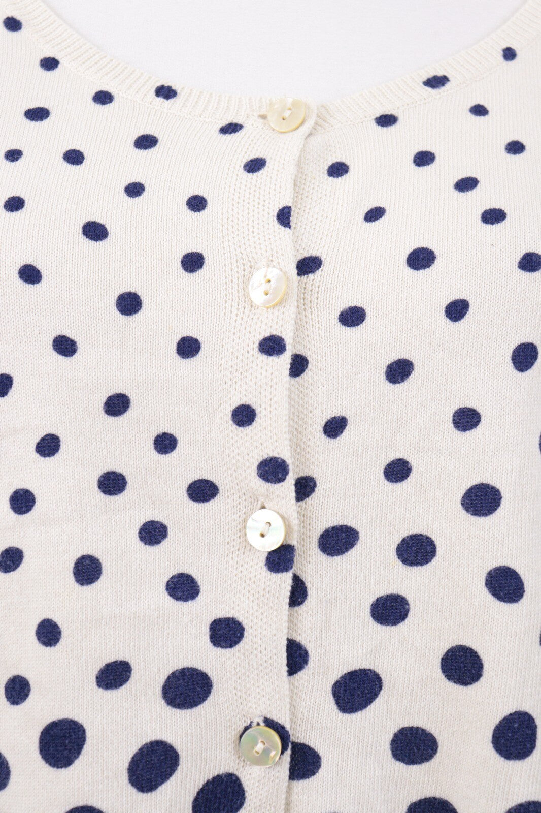 Gudrun Sjoden White Polka Dot Long Sleeve Knit Cardigan Sweater – Size L