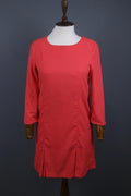 MARNI Pink Linen Blend Casual Long Sleeve Round Neck Back Zip Shift Dress Sz 36