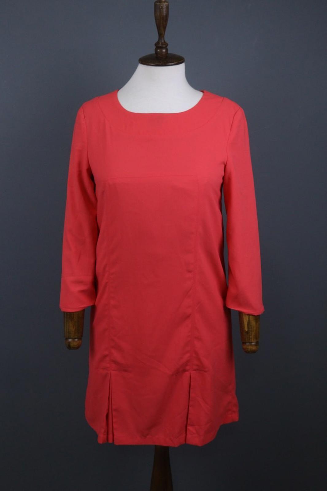 MARNI Pink Linen Blend Casual Long Sleeve Round Neck Back Zip Shift Dress Sz 36