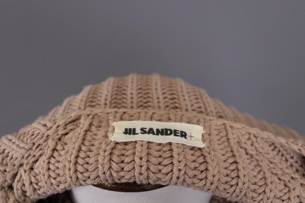 JIL SANDER Brown Knit Cropped Oversize Ballon Long Sleeve Sweater