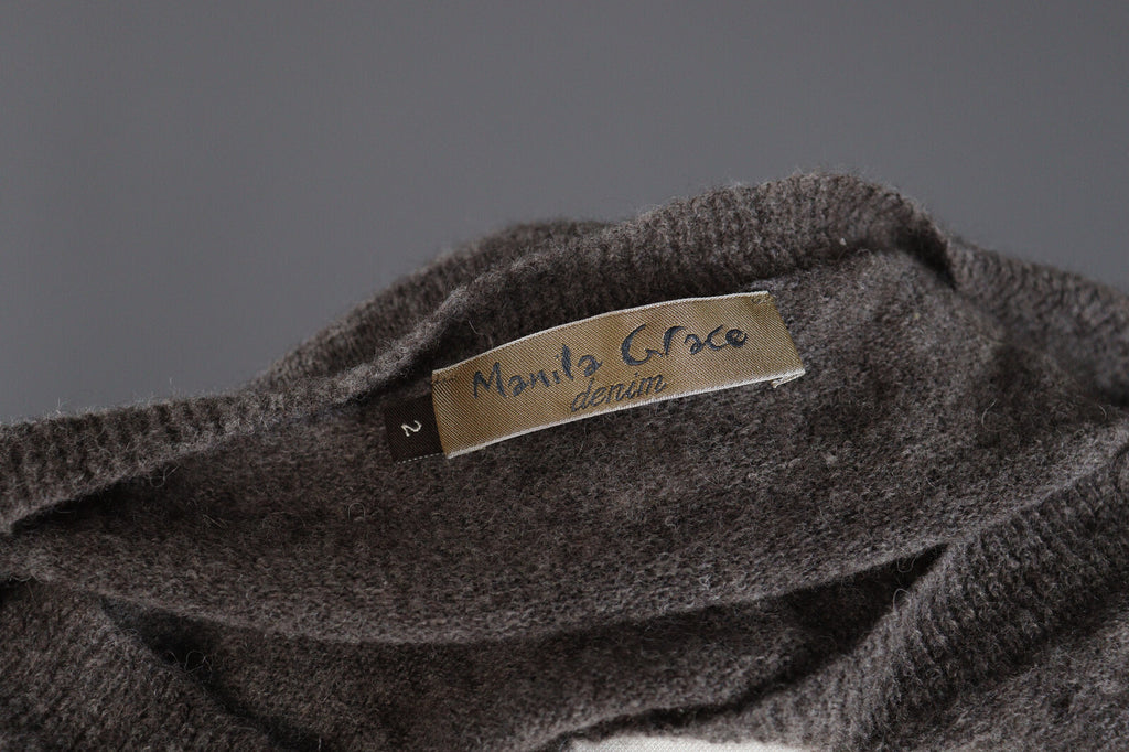 Manila Grace Denim Alpaca Wool Long Sleeve Distressed Bodycon Sweater Dress 2